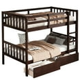 thumbnail image 2 of Noble House Twin Over Twin Rubber Wood Bunk Bed, Convertible Design with Ladder, Guardrails and Storage Drawers, Espresso, 2 of 19