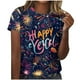 thumbnail image 1 of Camisetas Casuales de Mujer Año Nuevo Impreso Suéter de Manga Corta Cuello Redondo, Top de Moda para el Uso Diario, 1 of 4
