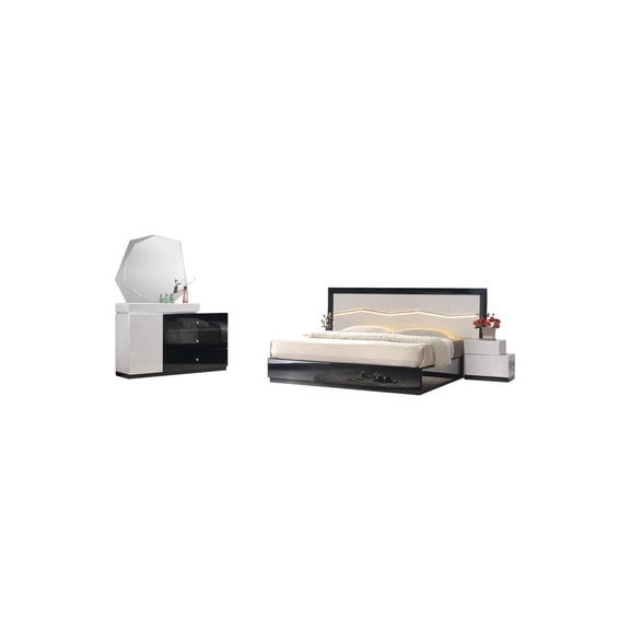 Best Master 5-Piece Wood Eas King Platform Bedroom Set in White/Black