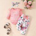 thumbnail image 3 of HCNTES Baby Girl Clothes 0 3 6 9 12 18 Months Letter Print Daddy's Mommy's GIRL Ruffle Romper and Floral Pant Sets Cute Toddler Baby Fall Winter Outfit, 3 of 7