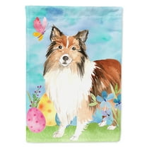Carolines Treasures CK1901CHF Easter Eggs Sheltie Flag Canvas House Size  Large multicolor