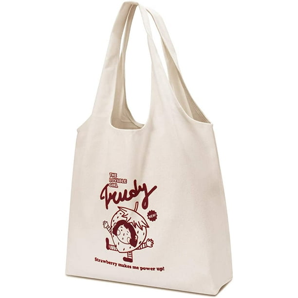 Canvas tote bag with inner bag machine washable large capacity grocery bag