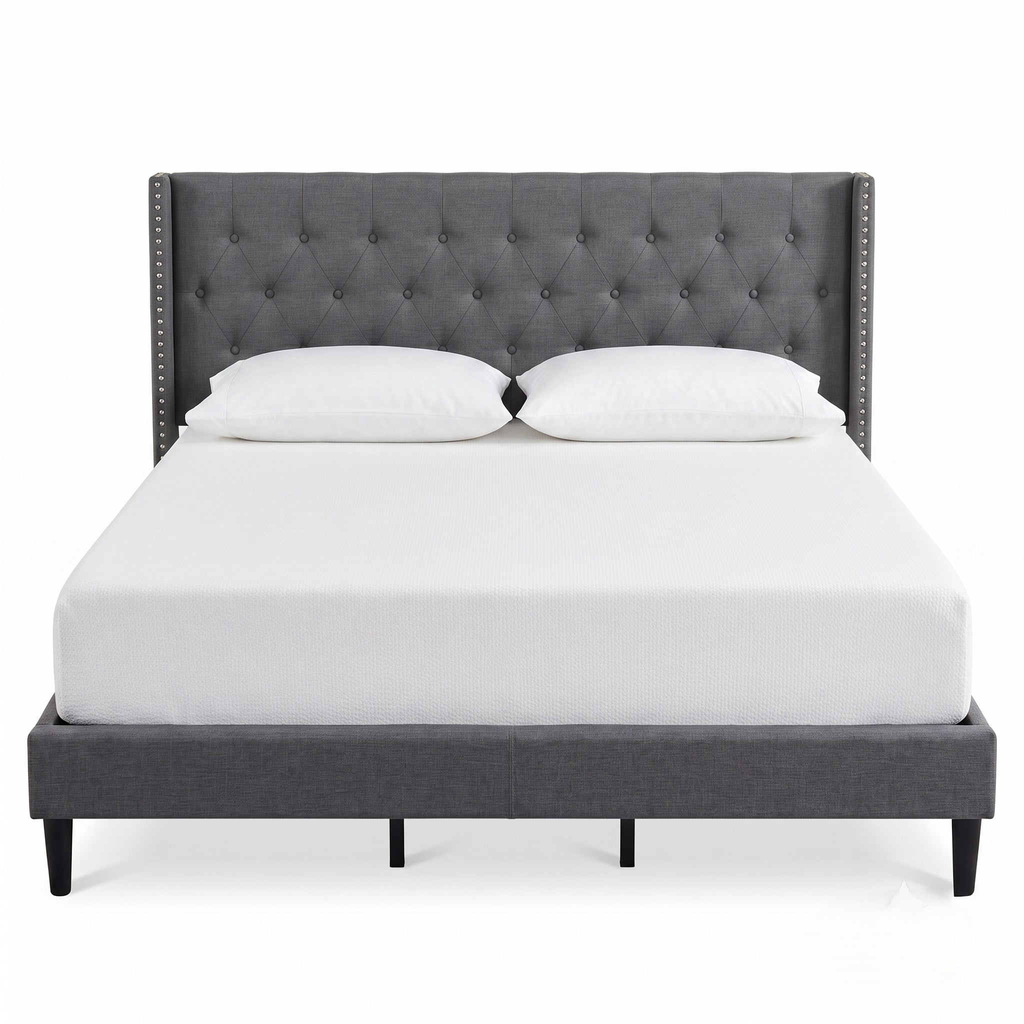FAVEROR Carlisle King Tufted Upholstered Wingback Platform Bed