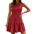 thumbnail image 5 of Vivianyo HD Women's Round Neck Mini Dress, Summer Casual Fit And Flare Dress for Women, With Sleeveless Design and Ruffle Hem, Women's XL, Sizes S-2XL, 5 of 8