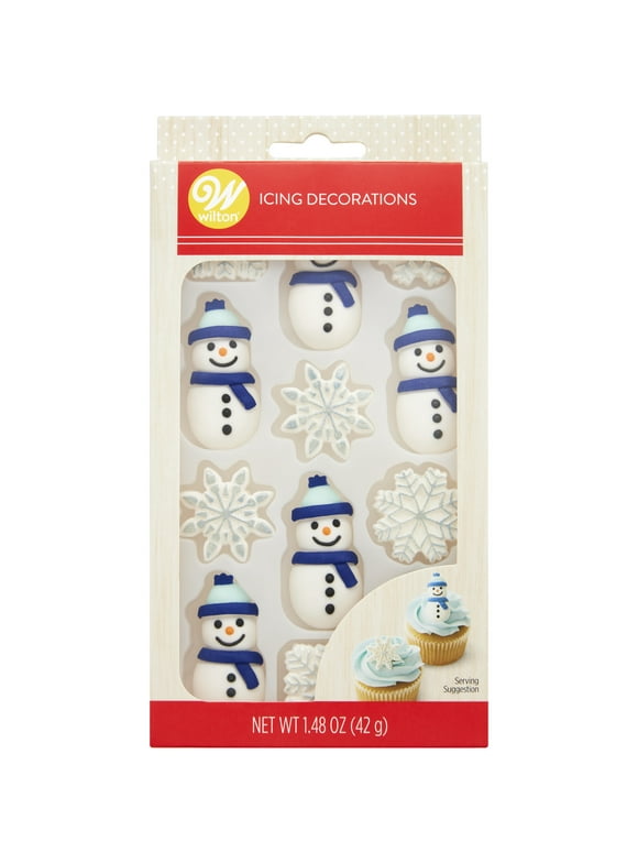 Wilton Royal Icing Decorations, Snowman and Snowflakes 12 Count