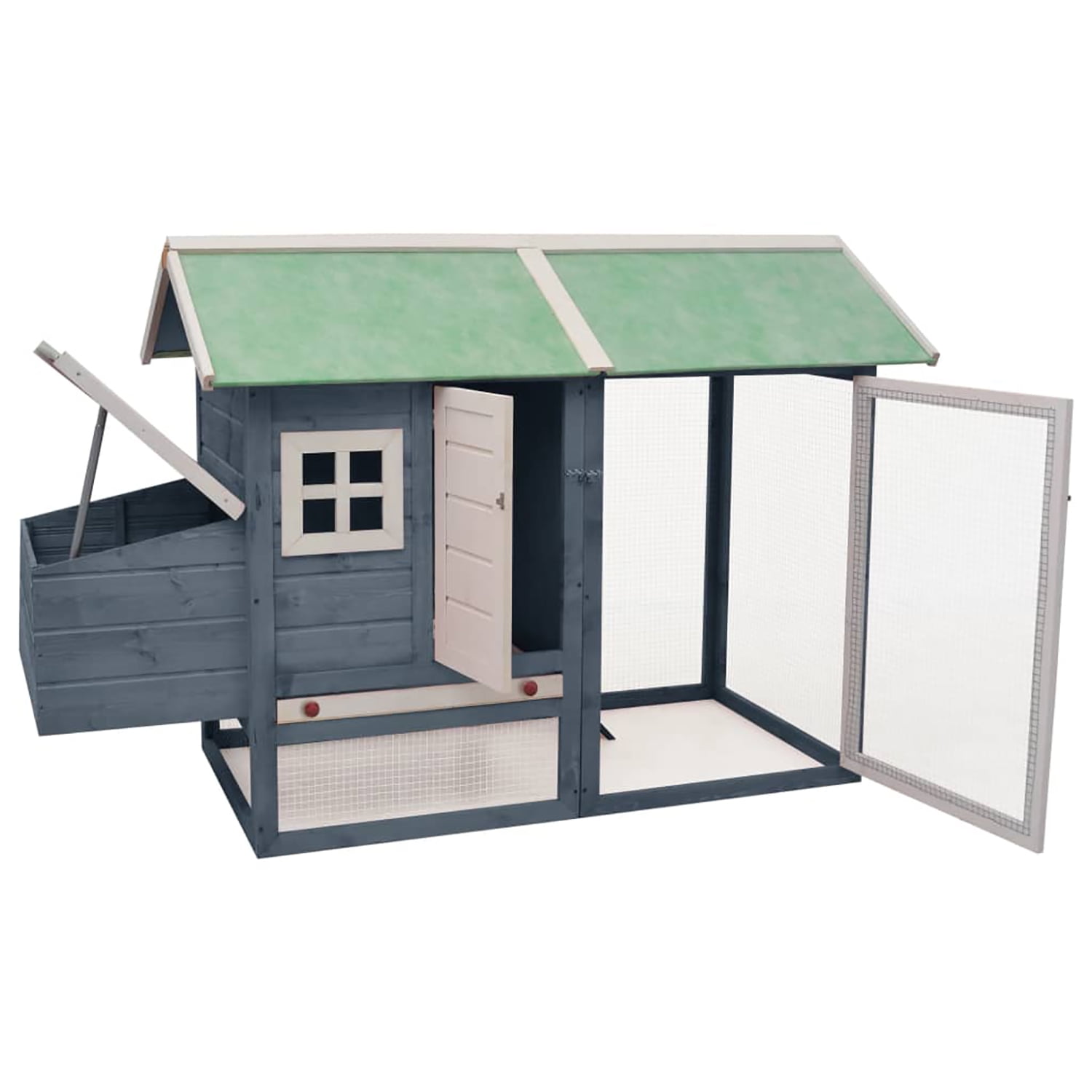 Pefilos 66.9" Wooden Rabbit Hutch, Large Hen House with Nesting Boxes and Durable Cage for Farmyard Bunny Cage Climb Ramp for Access, Gray Pefilos 66.9" Wooden Rabbit Hutch, Large Hen House with Nesting Boxes and Durable Cage for Farmyard Bunny Cage Climb Ramp for Access, Gray