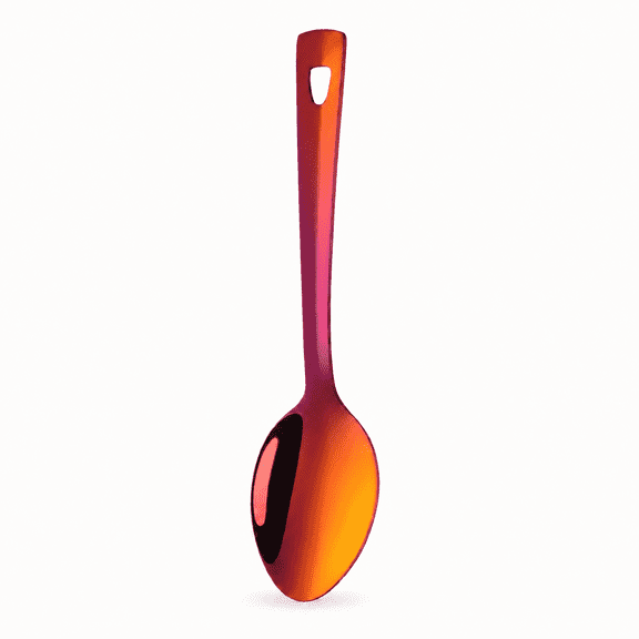 ABCISI Stainless Steel Serving Spoon, Long Handle Spoon with Hanging Hole, Metal Serving Utensil for Soup, Rice, Salad, Kitchen, Home, Party Use, 9.69 inch, Rainbow Red, Dishwasher Safe