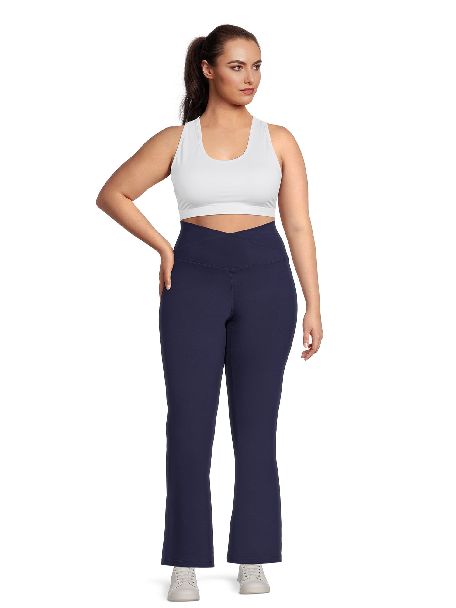 Avia Women's Plus Size Crossover Waist Flare Yoga Pants