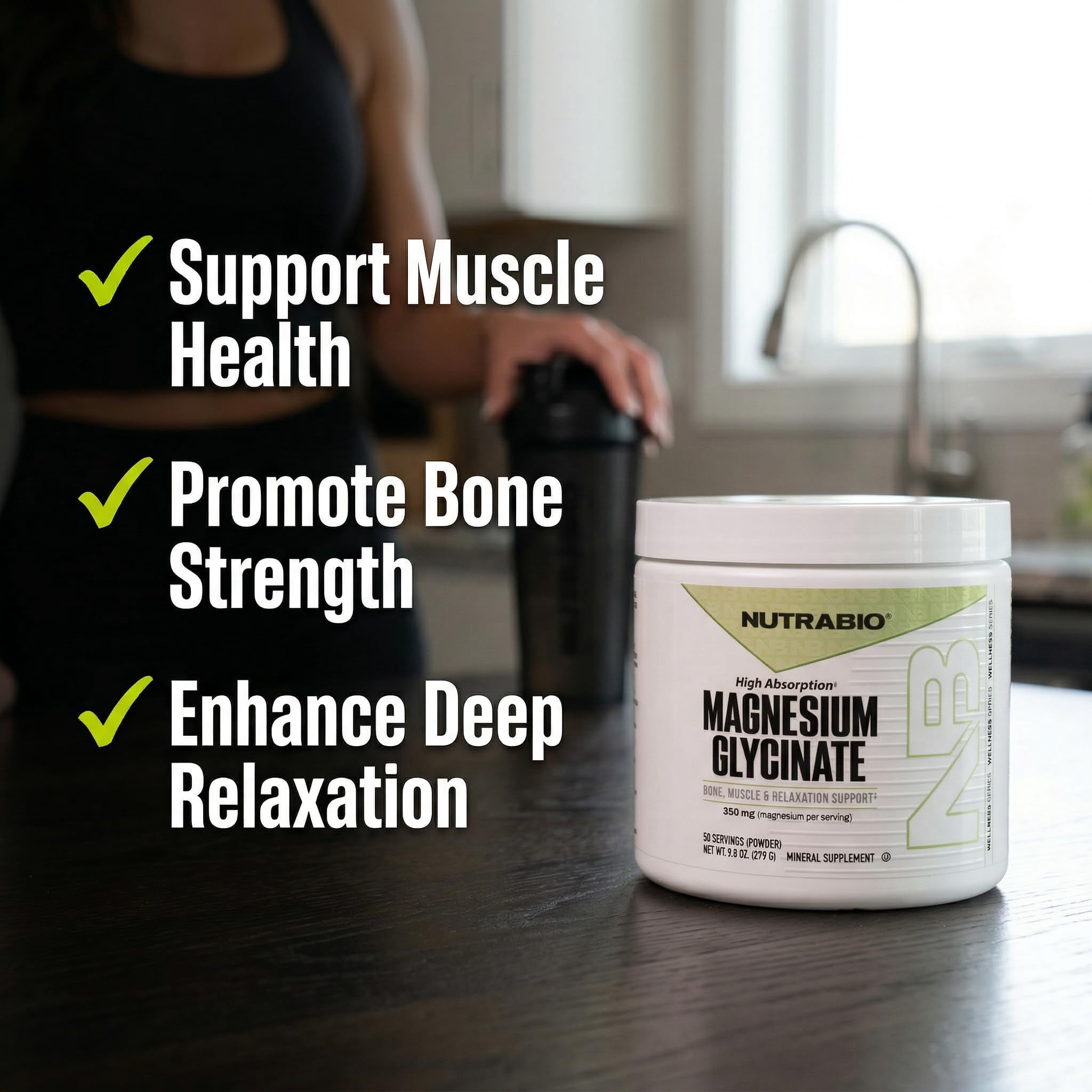 NutraBio- Magnesium Glycinate Powder- Magnesium Powder for Sleep- Sleep Supplement, Supports Relaxation, Heart Health, and Metabolism- 350 mg- Unflavored Magnesium Glycinate Drink Mix- 50 Servings