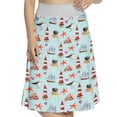 thumbnail image 1 of Women's Seagulls Marine and Starfish A-line Printed Skirt Casual Wear, L, Pale Blue Red Ivory, by Ambesonne, 1 of 1