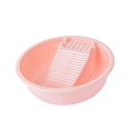 thumbnail image 1 of Lavabo con tabla de lavar, práctico y que ahorra espacio, con soporte para jabón. Raya rosa, 1 of 9