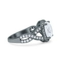 thumbnail image 2 of Black Tone, Simulated Cubic Zirconia Size-5 Infinity Twisted Shank Art Deco Halo Oval Wedding Engagement Ring 925 Sterling Silver, 2 of 7