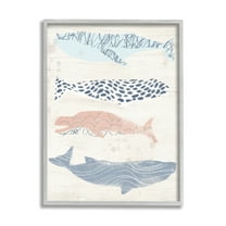 Stupell Industries Rustic Patterned Whales Animals & Insects Painting Gray Framed Art Print Wall Art, 11 x 14