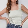 thumbnail image 5 of ClodeEU Women's Jacquard Square Neck Cropped Sleeveless Top with Wide Straps ,Slim Fit Casual Summer Tank Top White,Womens Plus L, 5 of 8