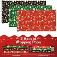 thumbnail image 2 of Ahot Christmas Kids Wrapping Paper - 3 Rolls 17" x 120" Kids Christmas Foil Wrapping Paper Rolls Girls Boys Christmas Santa Wrapping Papers Christmas Birthday Gift Wrap Paper with Cutting Line, 2 of 7