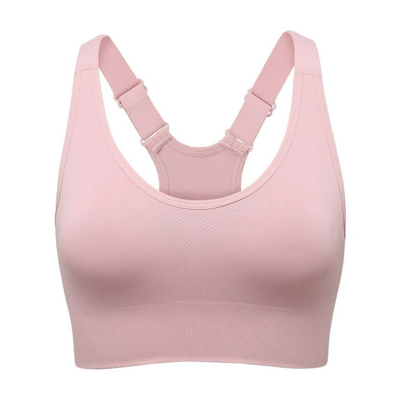 DGMIOCS Women's Medium-High Support Sports Bra Adjustable Y-Back Seamless Workout Bra Pink M