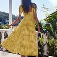 thumbnail image 5 of Fnooota Womens Maxi Dresses, Sleeveless Suspenders Square Neck Print Summer Dress Yellow Size L, 5 of 6