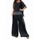 thumbnail image 2 of Conjunto de 2 Piezas para Mujer, Top Brillante, Pantalones Anchos, Traje Informal de Lentejuelas con Cuello Redondo. Negro M, 2 of 8