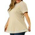 thumbnail image 5 of Women's Plus Size Lace Short Sleeve Swing Mesh Peplum Top, 5 of 8