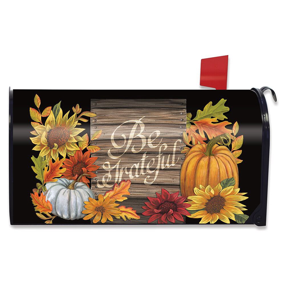 Be Grateful Autumn Mailbox Cover Thanksgiving Floral Fall