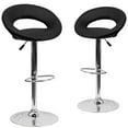 thumbnail image 2 of BizChair 2 Pk. Contemporary Black Vinyl Rounded Orbit-Style Back Adjustable Height Barstool with Chrome Base, 2 of 11