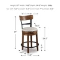 thumbnail image 7 of Signature Design by Ashley Valebeck Rustic Farmhouse 24.5” Counter Height Swivel Bar Stool, Brown, 7 of 7