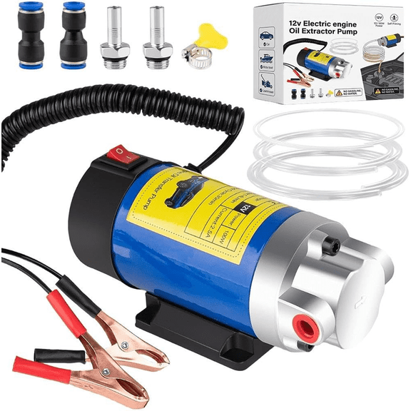 12V 100w Self-Priming Electric Oil Pump 30 Min, Oil Extractor Pump, 12V Fluid Transfer Pump with Copper Motor for Car Oil Change