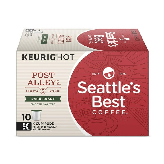 Seattle's Best Coffee Post Alley Blend (Previously Signature Blend No. 5) Dark Roast Single Cup Coffee for Keurig Brewers, 1 Box of 10 (10 Total K-Cup pods)