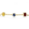 thumbnail image 2 of Gem Stone King Keren Hanan 3 Stone Created Moissanite 18K Yellow Gold Plated Silver Bracelet for Women Citrine Created Sapphire and Garnet (2.18 Cttw, Fully Adjustable), 2 of 4