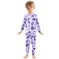 thumbnail image 3 of Light Purple Leopard Pattern Cotton Pajamas 2 Piece Set Sleepwear Soft and Comfortable Homewear Nightwear, 3 of 7