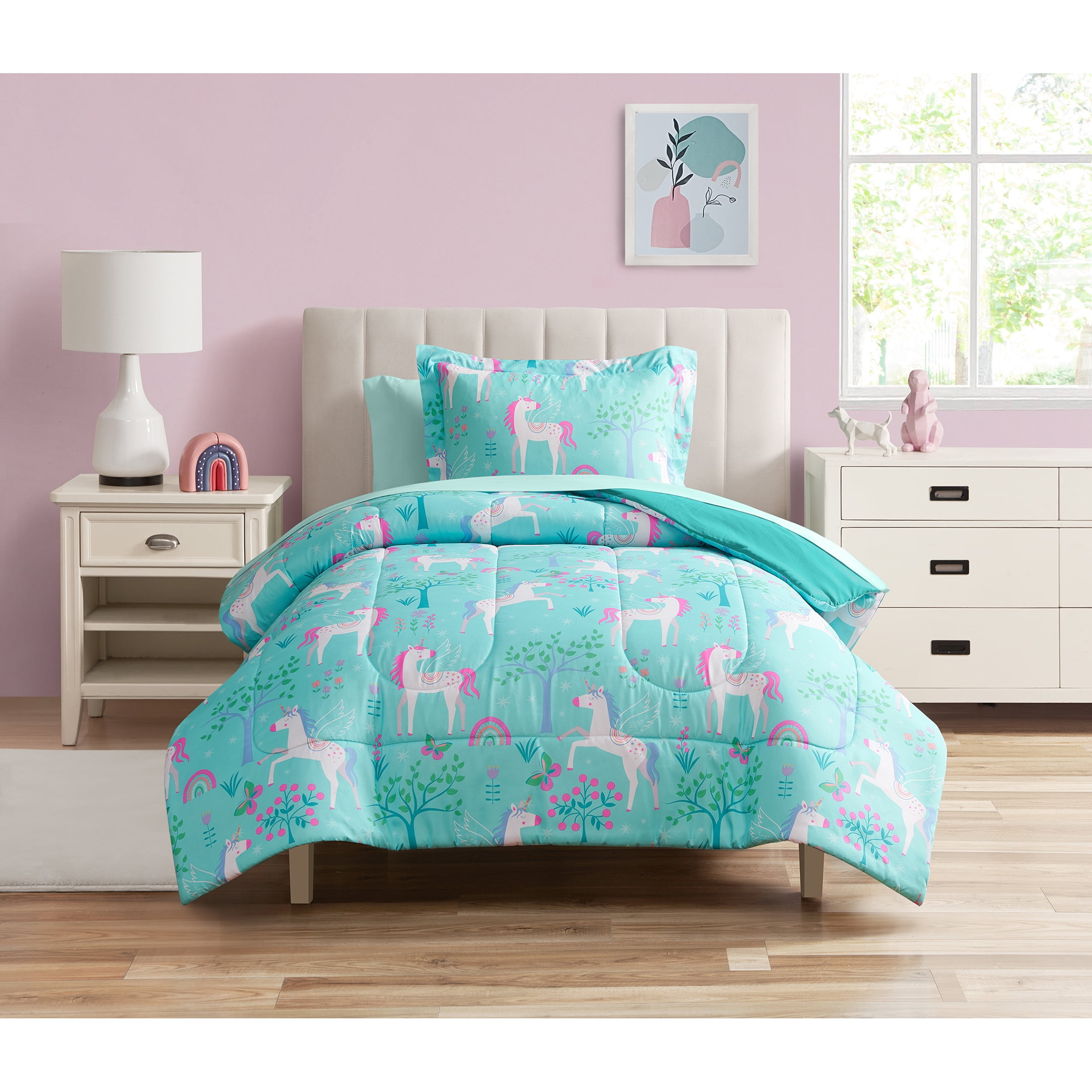 Dream Factory Unicorn Rainbow Twin Piece Comforter Set