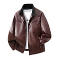 thumbnail image 4 of BVnarty Men's Stand Collar Buckle Strap Dual Zip Chest Pocket Long Sleeve Moto Jacket Slim Fit for Evening Strolls Urban Outings Wine XL, 4 of 4