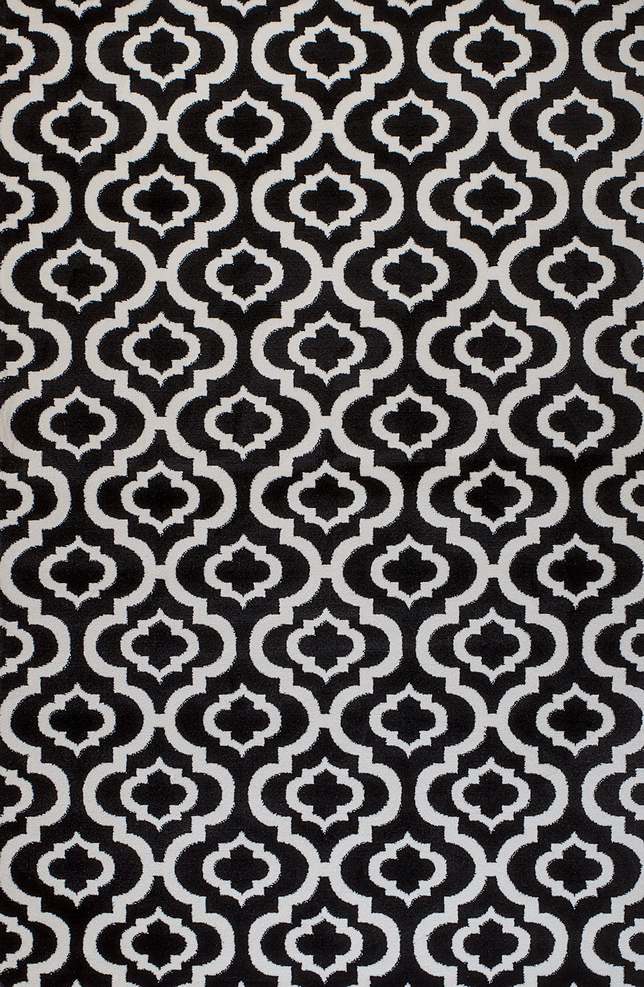 Summit Black, White, Moroccan Trellis Area Rug (2' x 7')