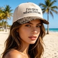 thumbnail image 3 of Sales Today Under $5 Khaki Ladies Hats GIJNRIUIUA I’M Nicer When I’M Tan Hat Two Toned Trucker Hat Embroidered Baseball Cap Baseball Hat, 3 of 3