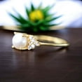 thumbnail image 3 of Akoya Pearl Bridal Wedding Ring Yellow Gold Prong Set Ring CZ Diamond Alternative Fine Women Jewelry Freshwater Pearl Promise Ring Birthday Gift For Bestfriend, 3 of 4
