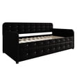 thumbnail image 6 of Home Design Elyria Twin Daybed with Velvet Upholstery, Diamond Button Tufting, Rounded Arms, Pull-Out Trundle, Solid Wood Frame, Stylish Seating and Sleeping, Black, 6 of 13