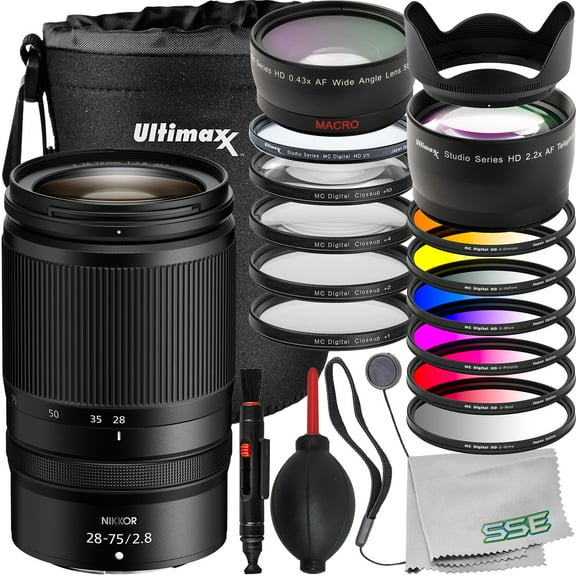 Ultimaxx Advanced Nikon Z 28-75mm Lens Bundle - Includes: Water-Resistant Lens Pouch, 6PC Gradual Color Filter Kit, 0.43x Wide-Angle Lens Attachment & Much More (23pc Bundle)