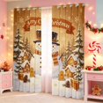 thumbnail image 2 of Manfei Snowman Blackout Curtains Set of 2 (52x84 Each) Snow Curtain, Yellow Green, 2 of 6