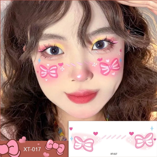 Cute Sweetheart Girl Makeup Face Sticker Love Powder Eye Blusher Face Tattoo Sticker Color Face