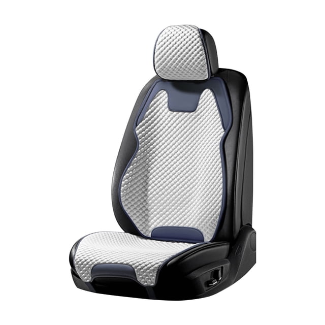 Blue Adjustable Car Seat Cushion With Backrest And Headrest Ventilated Mesh Three-Level Support All-Season Comfort Thin Design For Driving