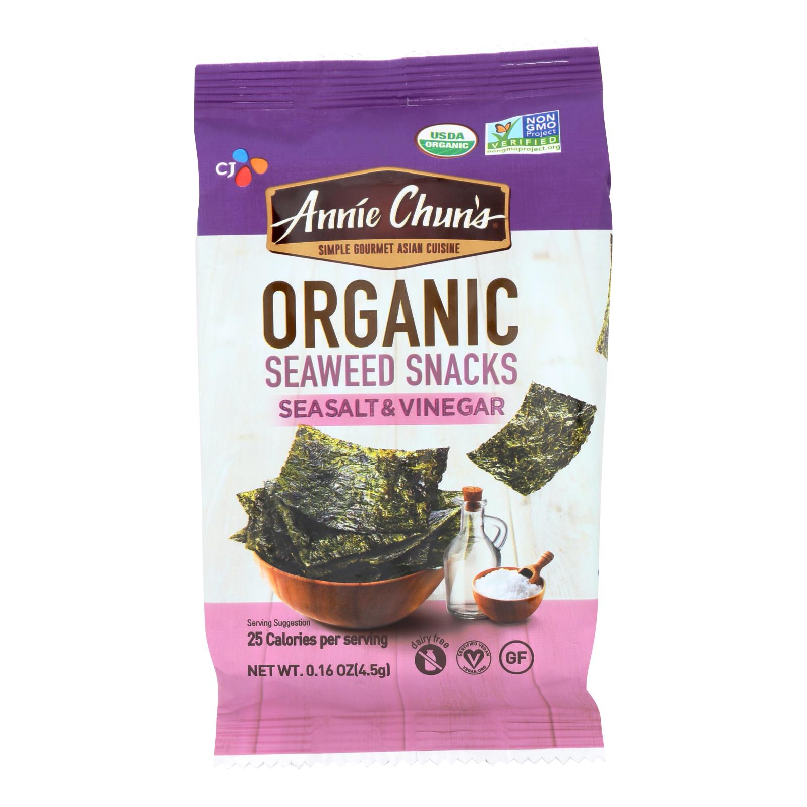 (Pack of 12) Annie Chun's Seaweed Snack Sea Salt And Vinegar, 0.16 Oz