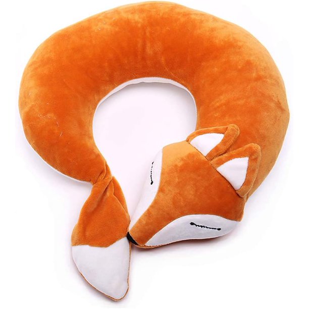 Almohada de avión de viaje Almohada de cuello en forma de U de zorro de dibujos animados $ Almohada en forma de U de dibujos animados creativos Almohada de viaje de zorro lindo $ Almohada de equipaje