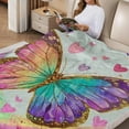 thumbnail image 2 of Creowell  Baby Size Butterfly Throw Blanket for Girls, Love Heart   Blanket for Kids Boys Children Teens Women, Girly Rainbow Sherpa Blanket Tie Dye Cartoon Fuzzy Blanket Kawaii Decor 50*60in, 2 of 7