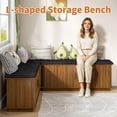 thumbnail image 3 of Gineuiia L-Shape Storage Bench with Cushion Backless Corner Dining Bench with Storage Kitchen Breakfast Nook Bench Storage Bench for Entryway Walnut, 3 of 9