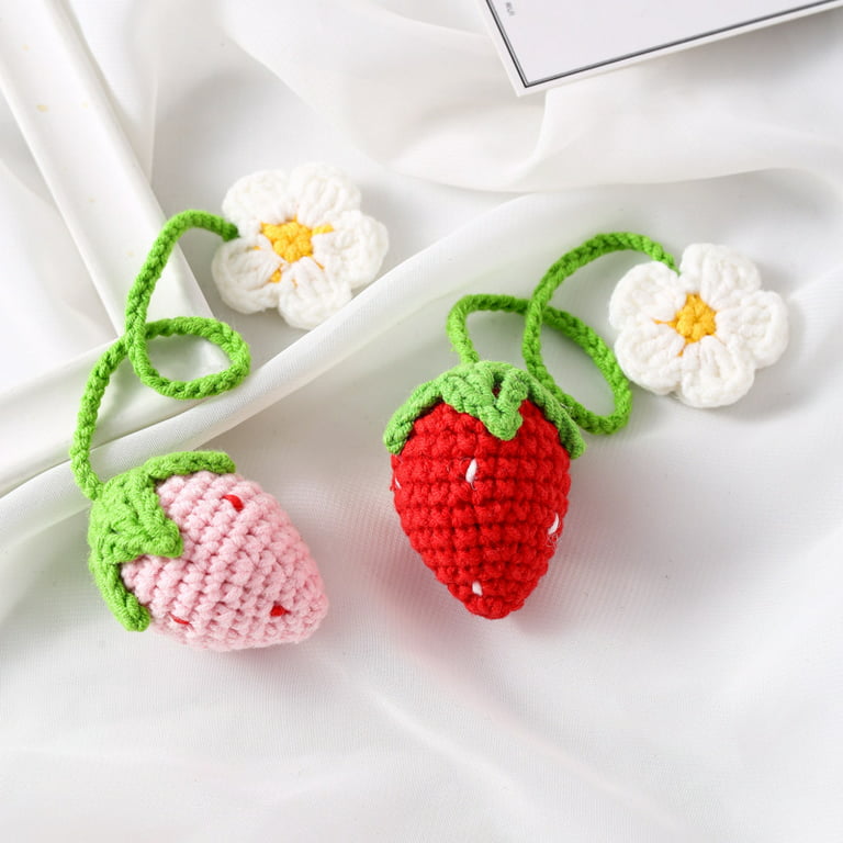 2 PCS Cute Handmade Strawberry Car Mirror Hanging Accessories Rear View  Mirror Accessories Car Pendant Auto Decoration Funny Car Accessories For  Women
