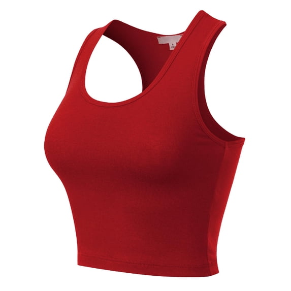 Made by Olivia Women's Cotton Solid Sleeveless Racerback Sports Crop Tank Top