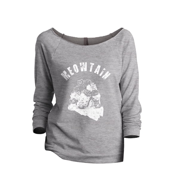Meowtain DISC Women's Fashion Slouchy 3/4 Sleeves Raglan Lightweight Sweatshirt Sport Grey 2X-Large