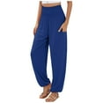 thumbnail image 2 of Summer Pants for Women Leopard Print Wide Leg Elastic Waist Loose Casual Pants Womens Pants Casual & Wide Leg, 2 of 3