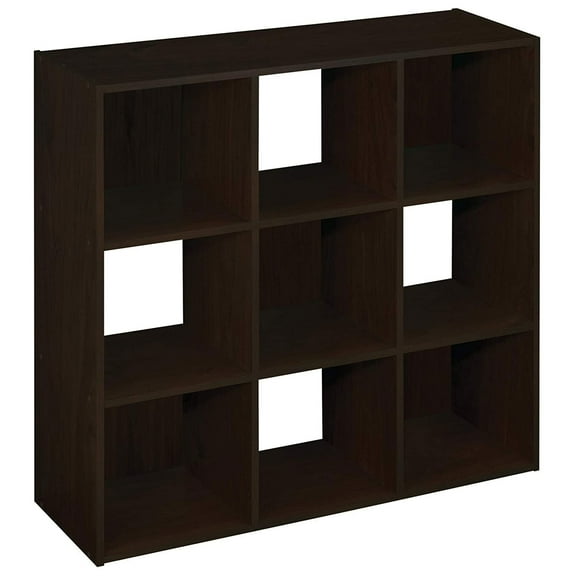 ClosetMaid 9 Cube Wood Stackable Bookcase Display Shelf Organizer, Espresso
