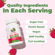 MaryRuths Vitamin D3 + B12 Gummies Bone Health & Immune Support Sugar Free Vegan Raspberry 60 Gummies